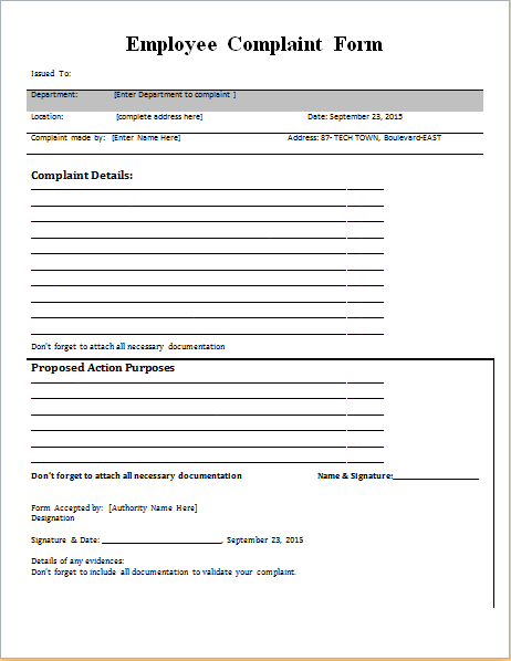complaints template form sample customer complaint form examples 7 complaints template form sample customer complaint form examples 7
