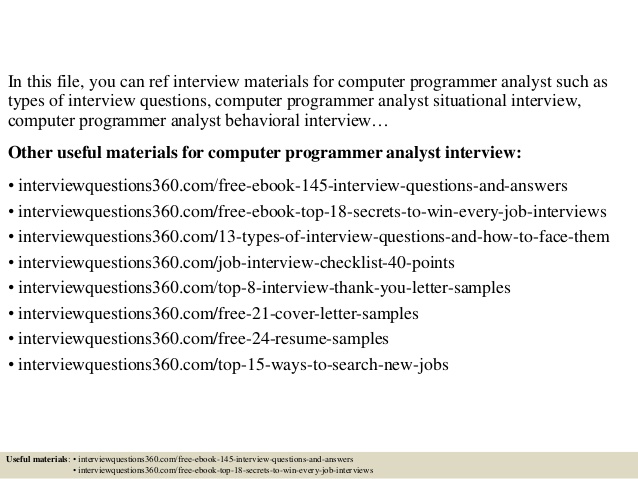 Top 10 computer programmer analyst interview questions and answers Top 10 computer programmer analyst interview questions and answers