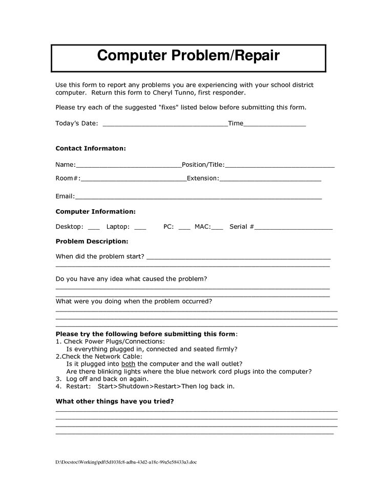 Computer Repair Form Template Endore Enhance Dentalco Computer Computer Repair Form Template Endore Enhance Dentalco Computer