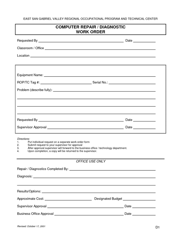 computer repair work order form template 27 images of computer computer repair work order form template 27 images of computer