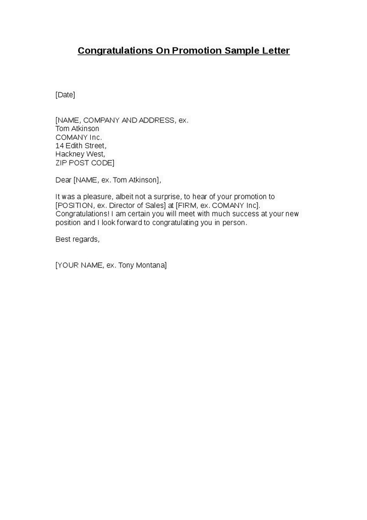 Congratulations on Promotion Template & Sample Form | Biztree.com Congratulations on Promotion Template & Sample Form | Biztree.com