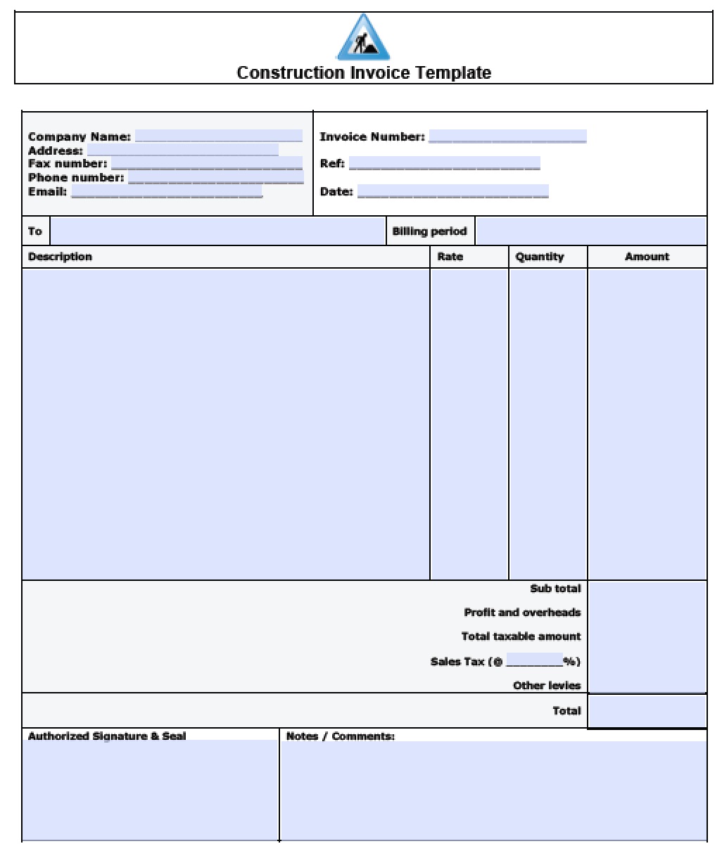 Free Construction Invoice Template | Excel | PDF | Word (.doc) Free Construction Invoice Template | Excel | PDF | Word (.doc)