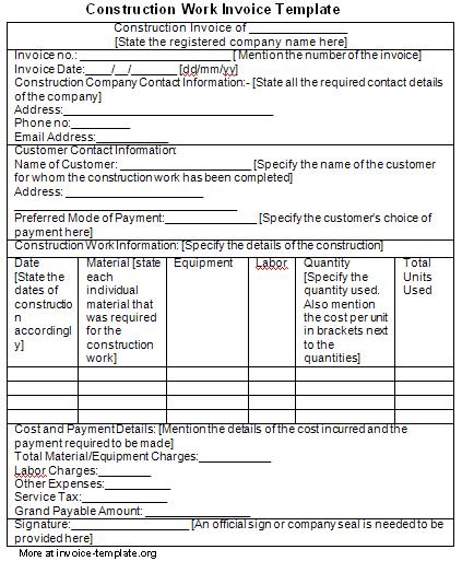 Construction Invoice Templates – 15+ Free Word, Excel, PDF Format Construction Invoice Templates – 15+ Free Word, Excel, PDF Format
