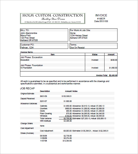 Free Construction Invoice Template | Excel | PDF | Word (.doc) Free Construction Invoice Template | Excel | PDF | Word (.doc)
