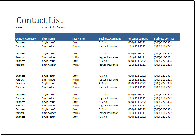contact list template excel Kleo.beachfix.co contact list template excel Kleo.beachfix.co