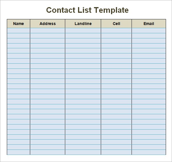 Contact List Template 10+ Free Word, Excel, PDF Format | Free Contact List Template 10+ Free Word, Excel, PDF Format | Free