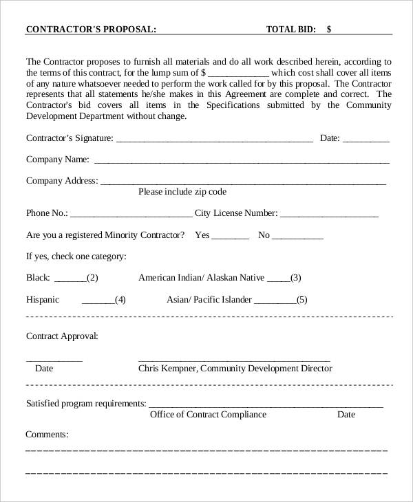 13+ Sample Contractor Proposals | Sample Templates 13+ Sample Contractor Proposals | Sample Templates