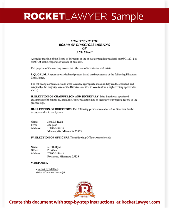 Corporate Minutes Corporate Minutes Template With Sample Corporate Minutes Corporate Minutes Template With Sample