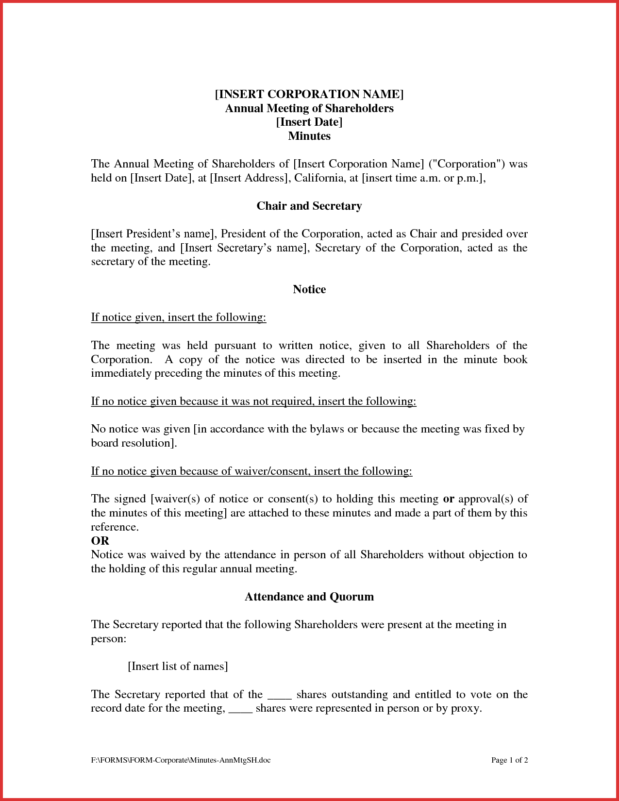 corporate board minutes template April.onthemarch.co corporate board minutes template April.onthemarch.co