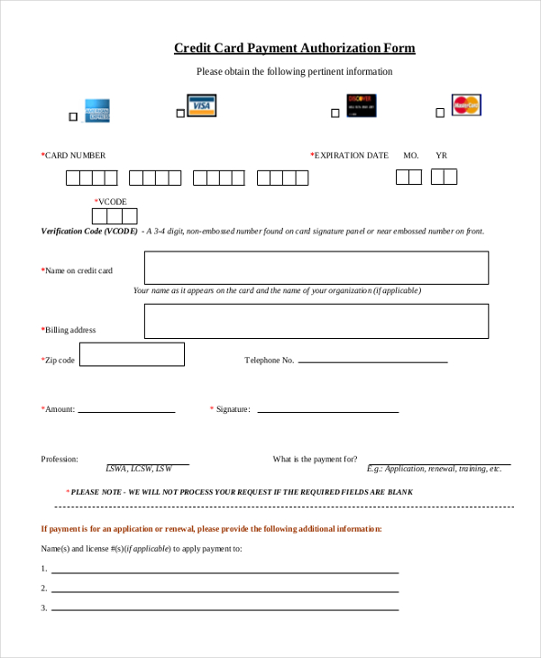 Authorization For Credit Card Use Free Authorization Forms Authorization For Credit Card Use Free Authorization Forms
