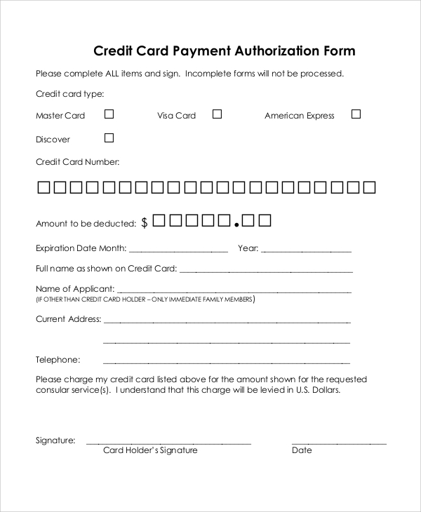 Credit Card Authorization Form Template 10+ Free Sample, Example Credit Card Authorization Form Template 10+ Free Sample, Example