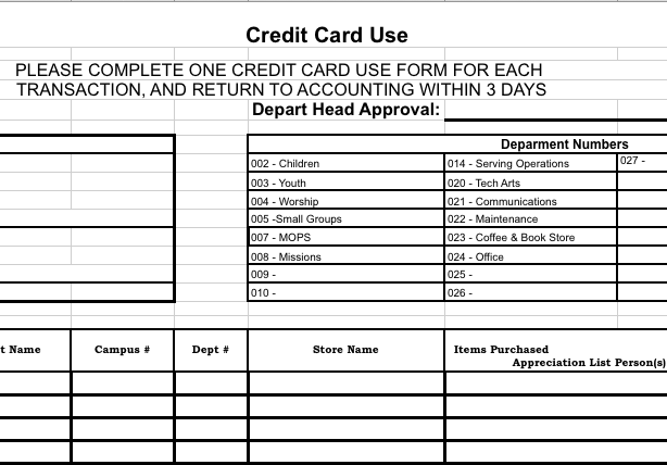 Credit Card Reconciliation Form — ChurchTechArts Credit Card Reconciliation Form — ChurchTechArts