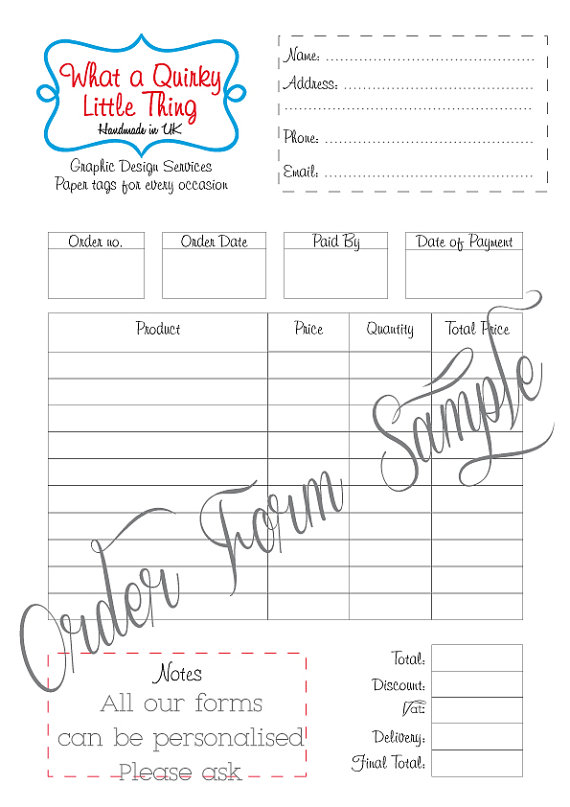 Custom Order Form Printable Form Editable template Custom Order Form Printable Form Editable template