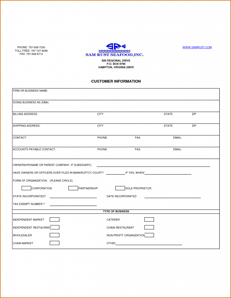 Customer Inforamtion Example Customer Information Form Template | Liputan TV