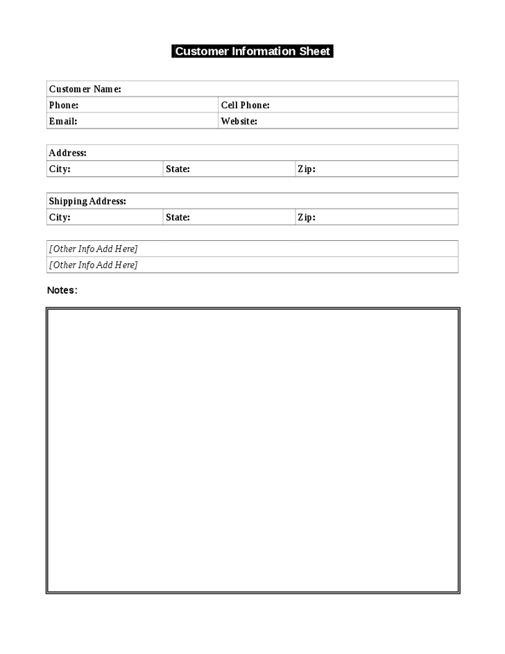 Use this simple customer information template to keep a record of Use this simple customer information template to keep a record of