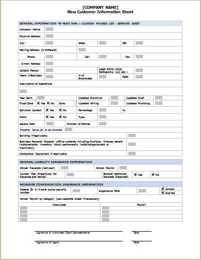 new customer information form template ms word customer new customer information form template ms word customer
