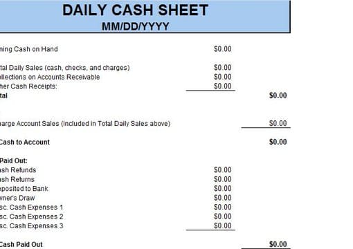 Give you the daily cash sheet excel template by Richardandrews Give you the daily cash sheet excel template by Richardandrews