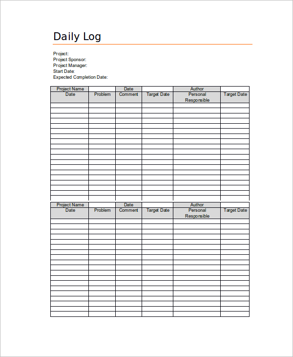 daily log template Kleo.beachfix.co daily log template Kleo.beachfix.co
