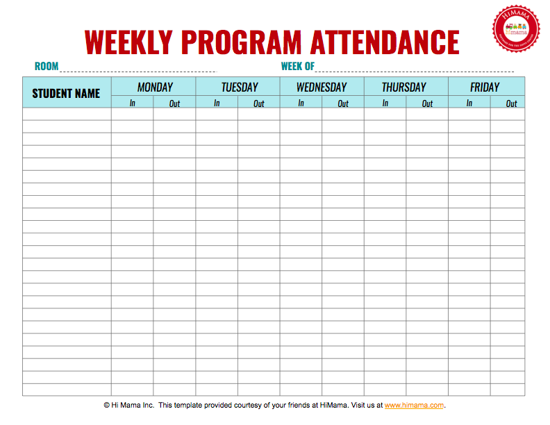 HiMama Daycare Sign In Sheet Template: Child Care Attendance Form HiMama Daycare Sign In Sheet Template: Child Care Attendance Form