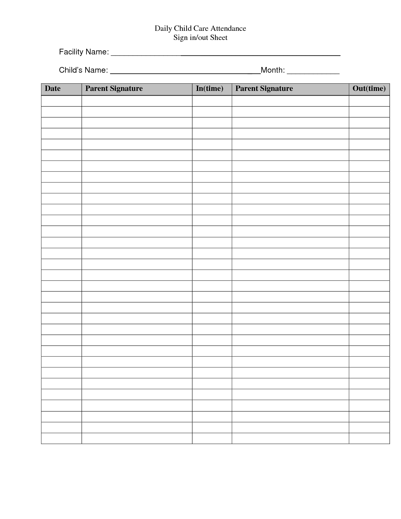 HiMama Daycare Sign In Sheet Template: Child Care Attendance Form HiMama Daycare Sign In Sheet Template: Child Care Attendance Form
