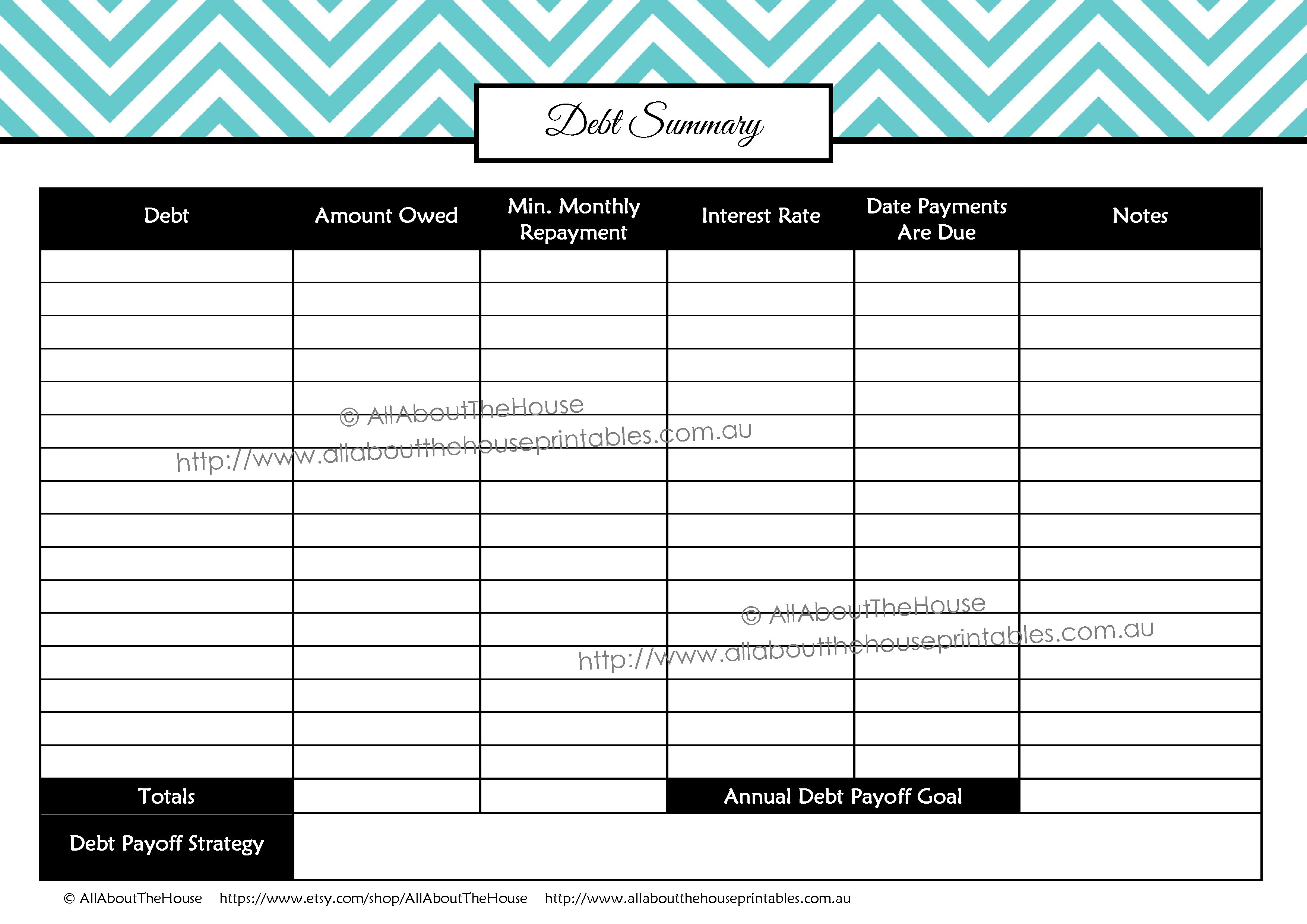Debt Payment Organizer Template Debt Payment Organizer Template
