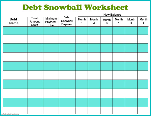 Free Printable Debt Snowball Worksheet Pay Down Your Debt! Free Printable Debt Snowball Worksheet Pay Down Your Debt!