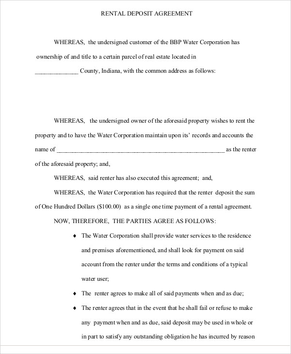 Deposit Agreement Templates 17+ Free Sample, Example Format Deposit Agreement Templates 17+ Free Sample, Example Format