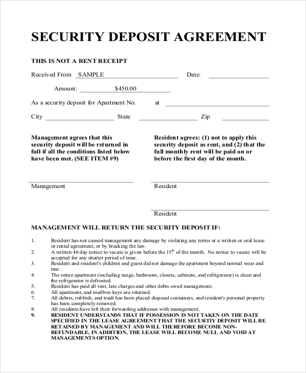 rental deposit agreement template sample deposit agreement form 11 rental deposit agreement template sample deposit agreement form 11
