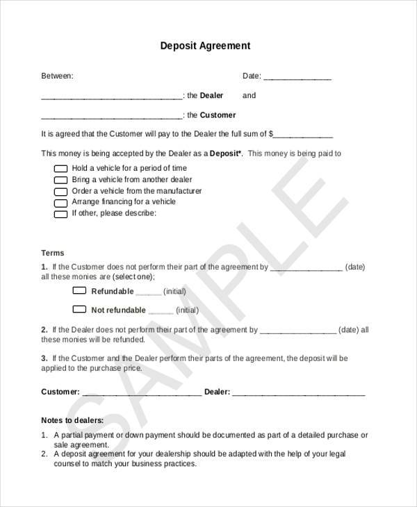 Sample Deposit Contract Forms 7+ Free Documents in Word, PDF Sample Deposit Contract Forms 7+ Free Documents in Word, PDF