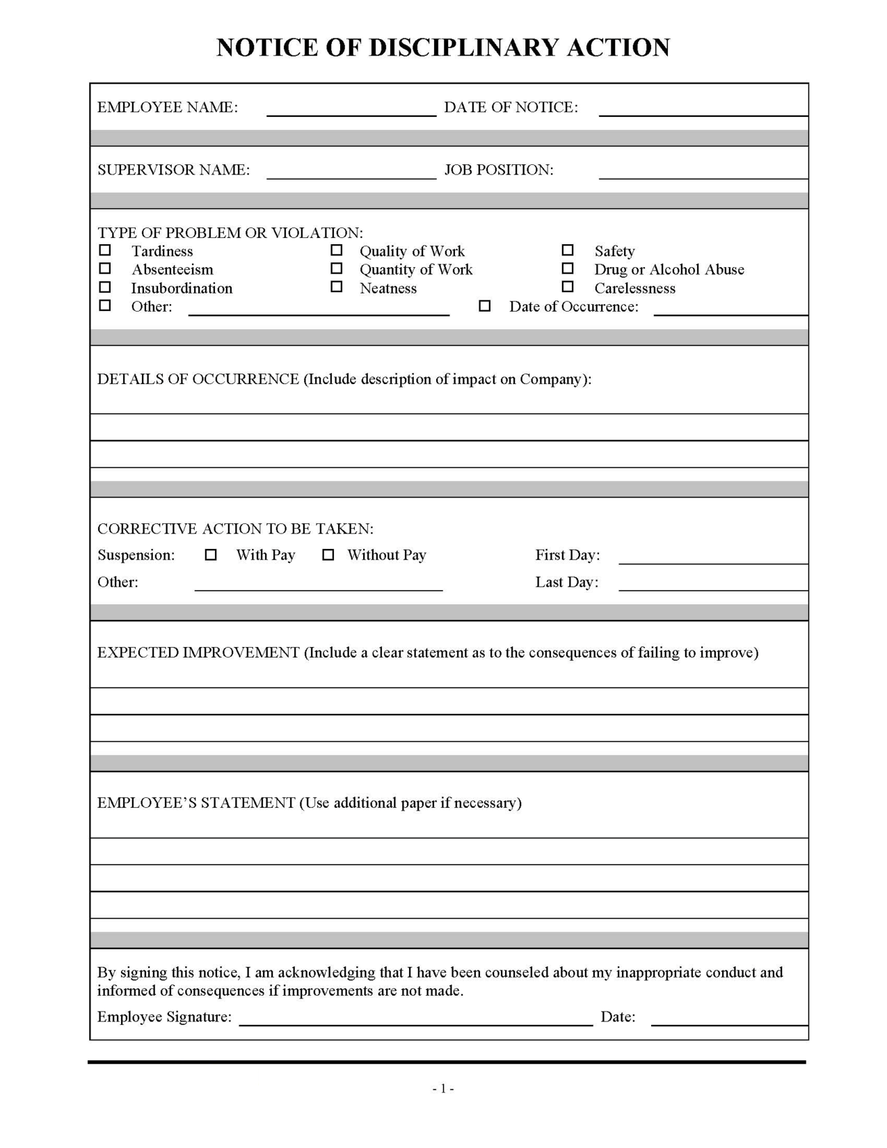 employee disciplinary form template employee discipline form employee disciplinary form template employee discipline form