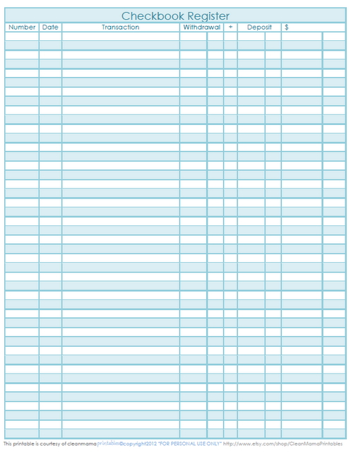 Large Check Register Template Large Check Register Template