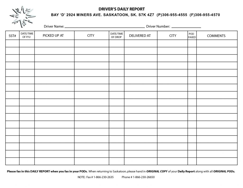 Driver Logs Template | Liputan TV