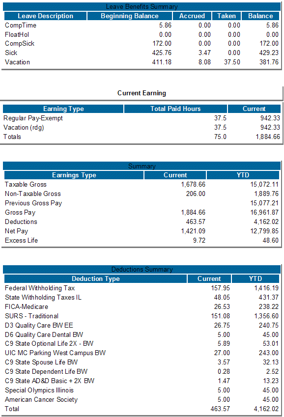 Payroll Statement Template Payroll Statement Template