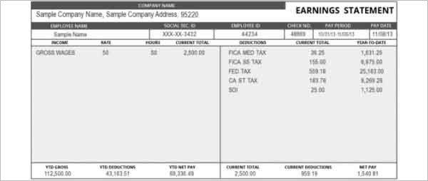 Attractive Pay Stub Or Earning Statement Template Sample : vlashed Attractive Pay Stub Or Earning Statement Template Sample : vlashed