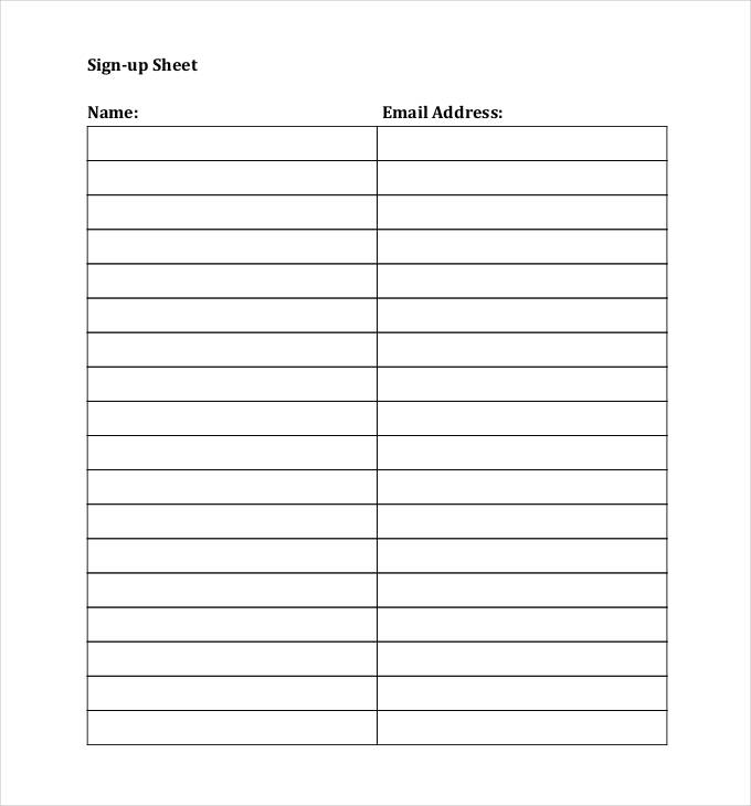Sign Up Sheets 58+ Free Word, Excel, PDF Documents Download Sign Up Sheets 58+ Free Word, Excel, PDF Documents Download