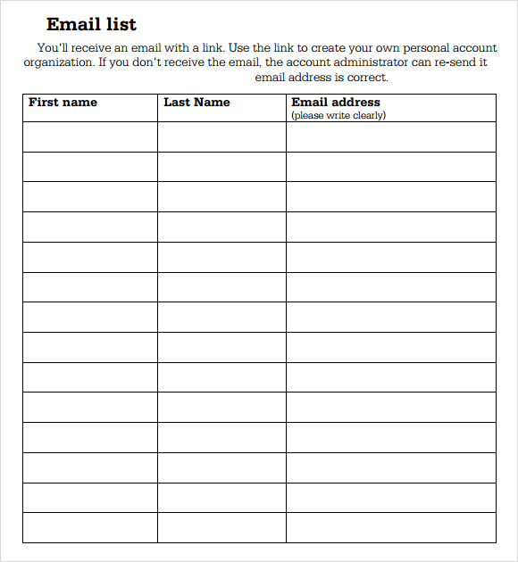 free printable email sign up sheet Boat.jeremyeaton.co free printable email sign up sheet Boat.jeremyeaton.co