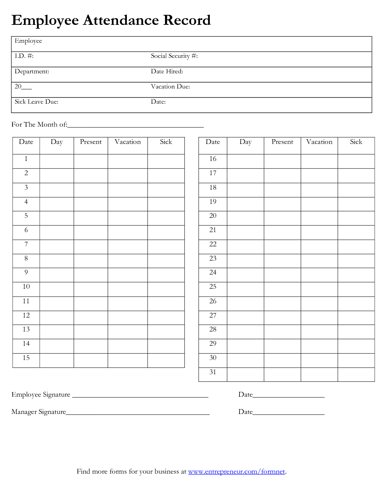 Employee Attendance Record Template & Complete Guide Example Employee Attendance Record Template & Complete Guide Example