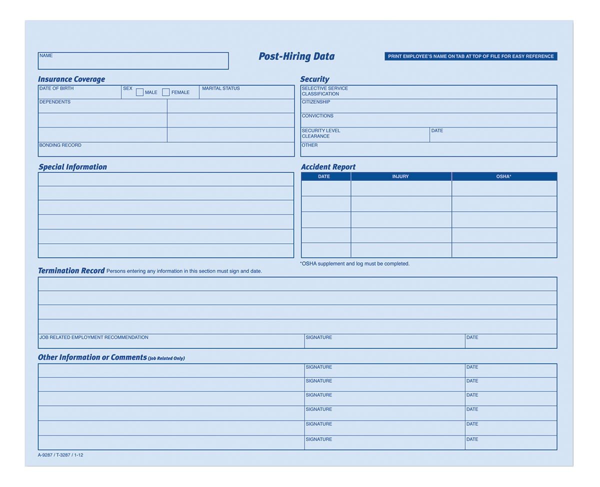 Adams Employees Personnel File Folder, Heavy Card Stock, 20 FORM/PK Adams Employees Personnel File Folder, Heavy Card Stock, 20 FORM/PK