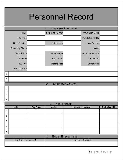 Employee Record Template Employee Record Template