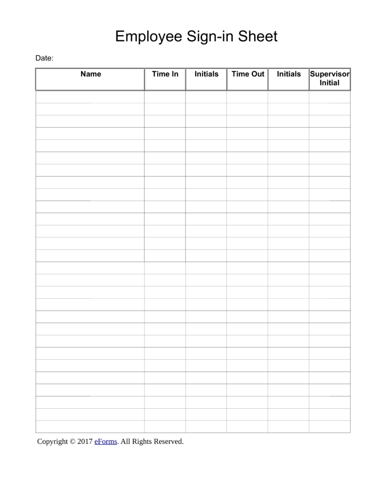Employee Sign In Sheet Template Employee Sign In Sheet Template
