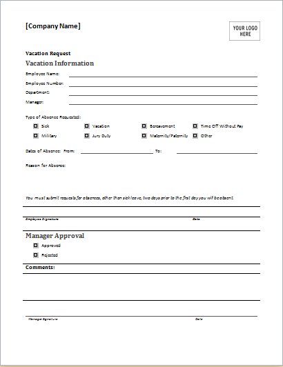 Vacation Request Form Templates Frsc.us Vacation Request Form Templates Frsc.us