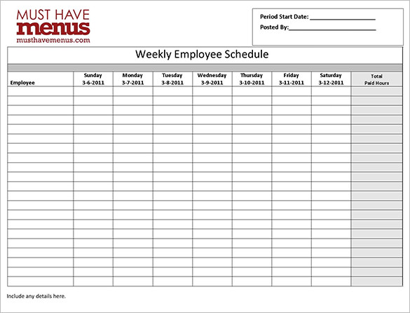 Free Work Schedule Templates for Word and Excel Free Work Schedule Templates for Word and Excel