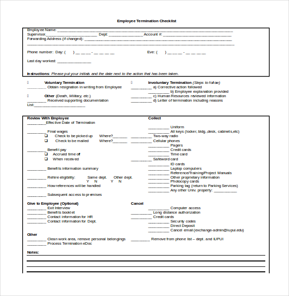 Termination Checklist Templates – 16+ Free Word, Excel, PDF Termination Checklist Templates – 16+ Free Word, Excel, PDF