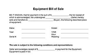 Equipment Bill Of Sale Form in Word and PDF Equipment Bill Of Sale Form in Word and PDF