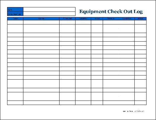 Printable Equipment Checkout Form Printable Equipment Checkout Form