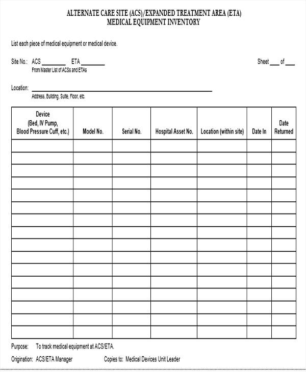 9+ Equipment Inventory List Templates Free Samples, Examples 9+ Equipment Inventory List Templates Free Samples, Examples