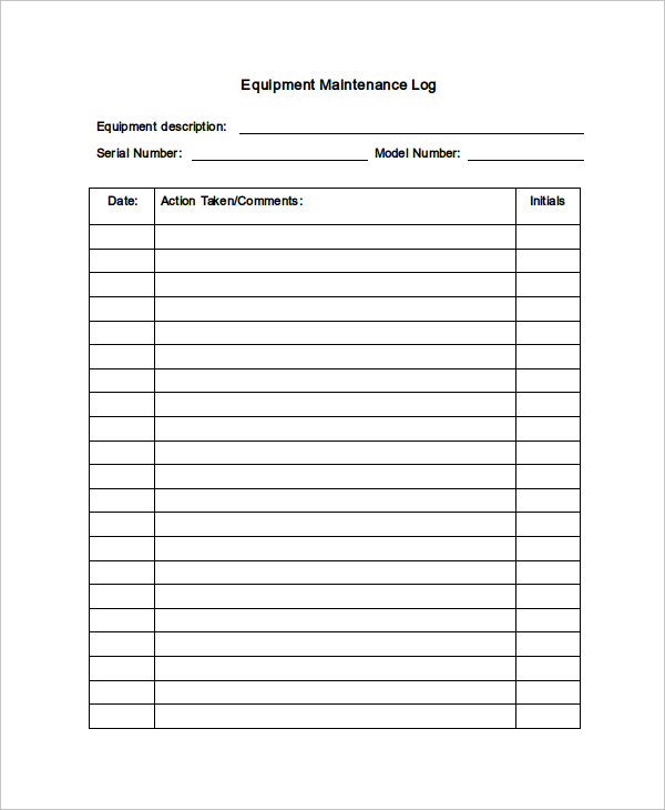 Maintenance Log Template 11+ Free Word, Excel, PDF Documents Maintenance Log Template 11+ Free Word, Excel, PDF Documents