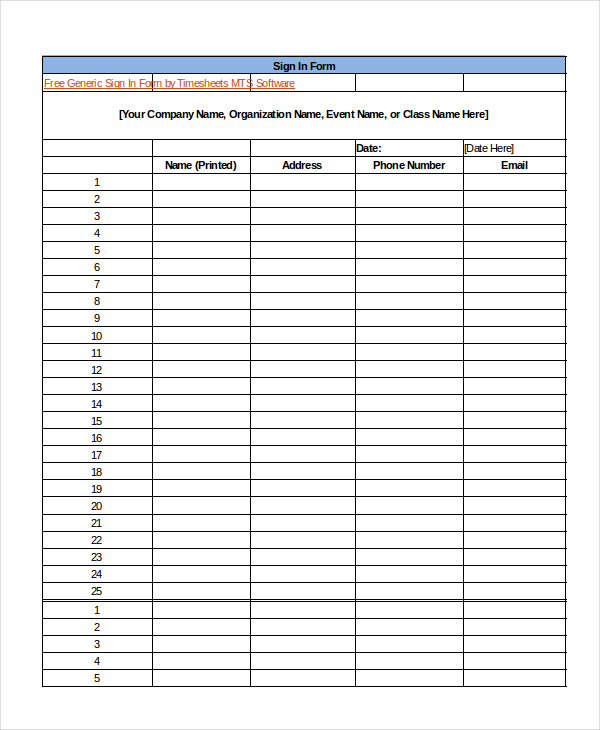 14+ Sample Event Sign In Sheets | Sample Templates 14+ Sample Event Sign In Sheets | Sample Templates