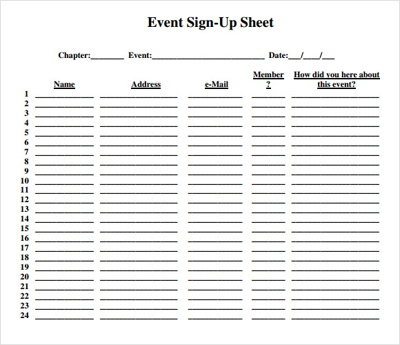 event sign up sheet template   Kleo.beachfix.co