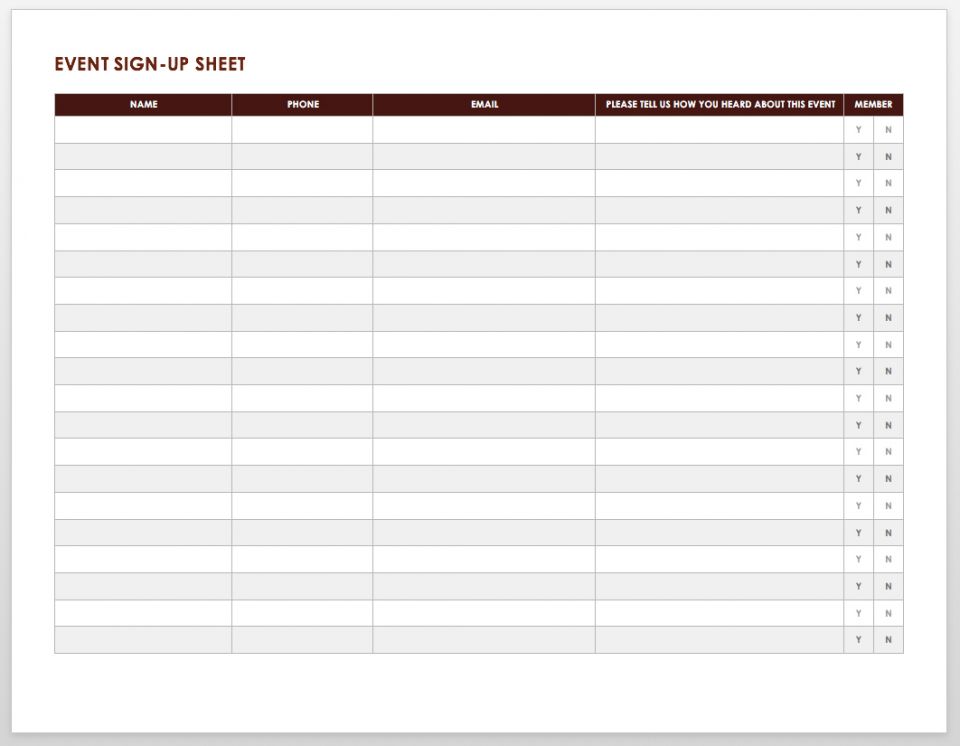 Free Sign in and Sign up Sheet Templates | Smartsheet